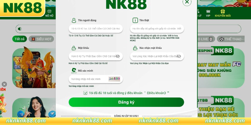 Đăng ký NK88 giúp sở hữu tài khoản nhanh