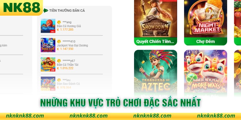 Những khu vực trò chơi đặc sắc nhất